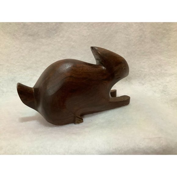 Hand Carved Wood Rabbit Figurine - Picture 4 of 8